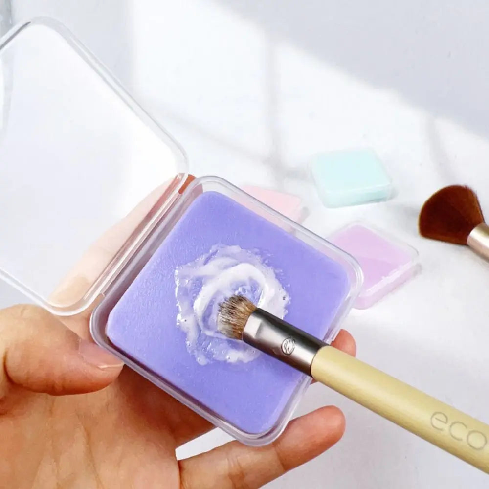 50g Makeup Brush Cleaner Soap Solid Soap Powder Puff Cosmetic Brush Cleaner Brushes Cleaning Solution with Storage Box