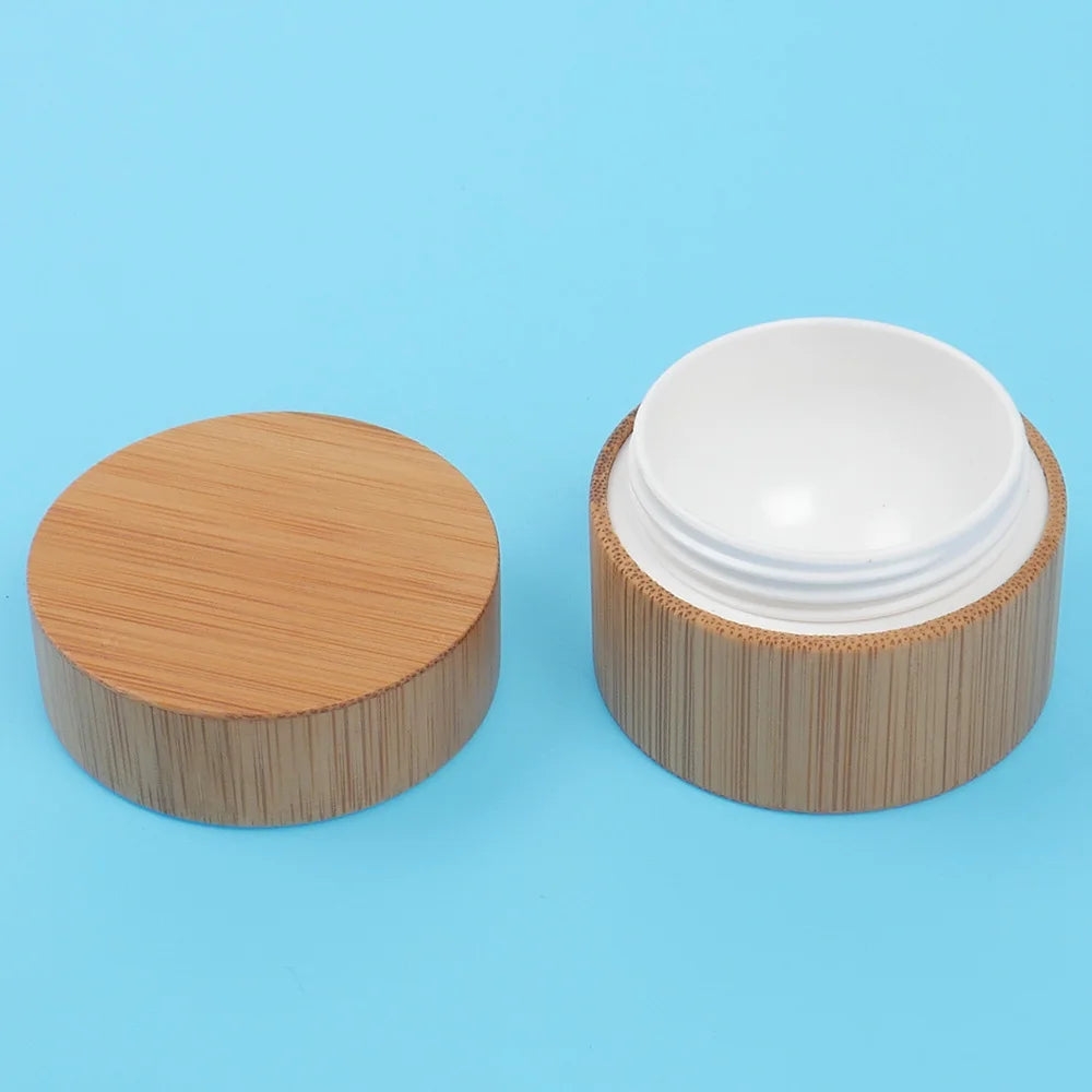 3g/10g/15g/30g Round Bamboo Cosmetics Bottles Cream Jar Nail Art Mask Refillable Empty Cosmetic Makeup Container Storage Box