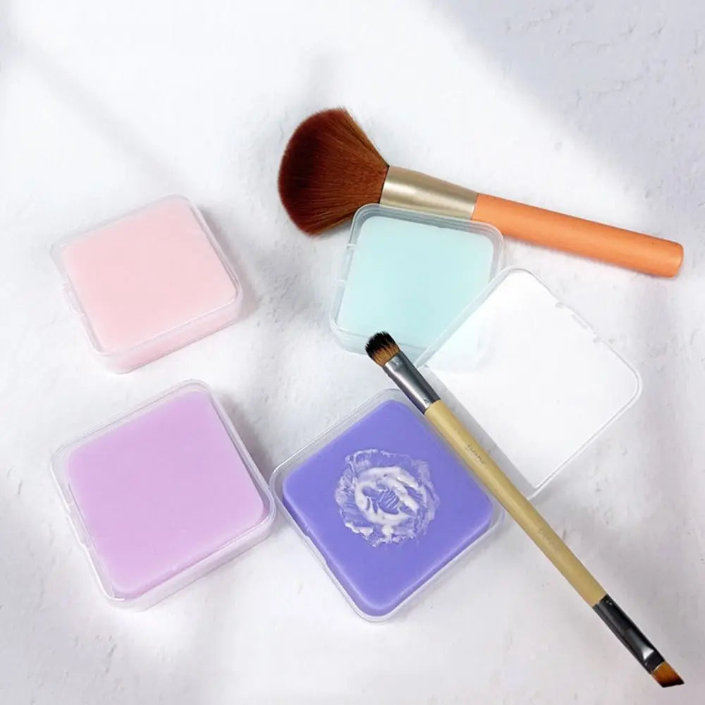 50g Makeup Brush Cleaner Soap Solid Soap Powder Puff Cosmetic Brush Cleaner Brushes Cleaning Solution with Storage Box