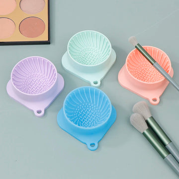 Silicone Scrub Cleaner Cleaning Tool Makeup Brush Beauty Powder Puff Pad Portable Compact Cleaning Bowl