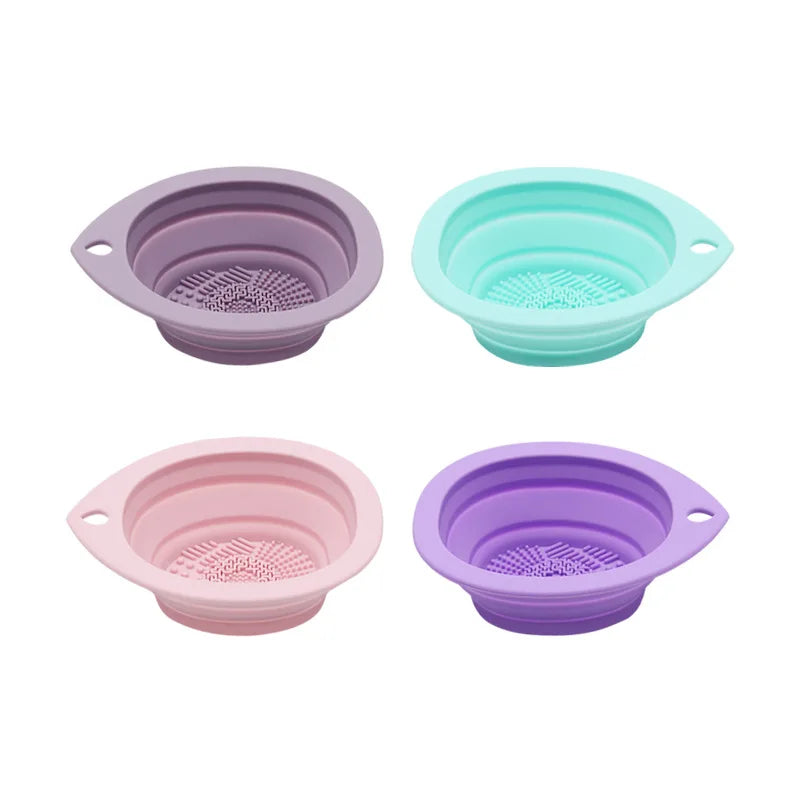 1PC Silicone Makeup Brush Cleaner Tool Folding Powder Puff Cleaning Bowl Brushes Washing Soft Mat Beauty Tools Scrubber Box