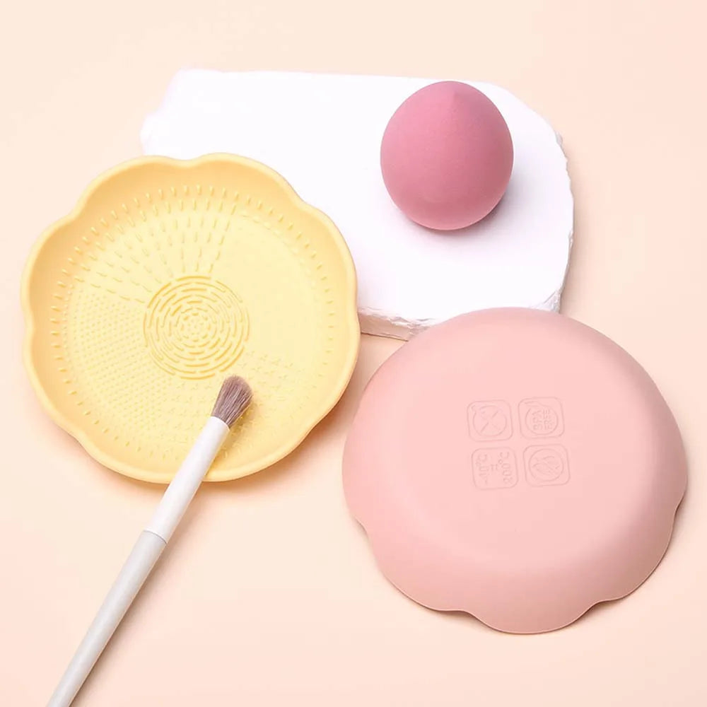 3 Colors Silicone Makeup Brush Cleaner Powder Puff Storage Rack Cosmetic Brush Holder Scrubber Board Multifunction Storage